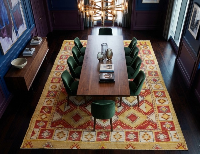 butter yellow geometric rug